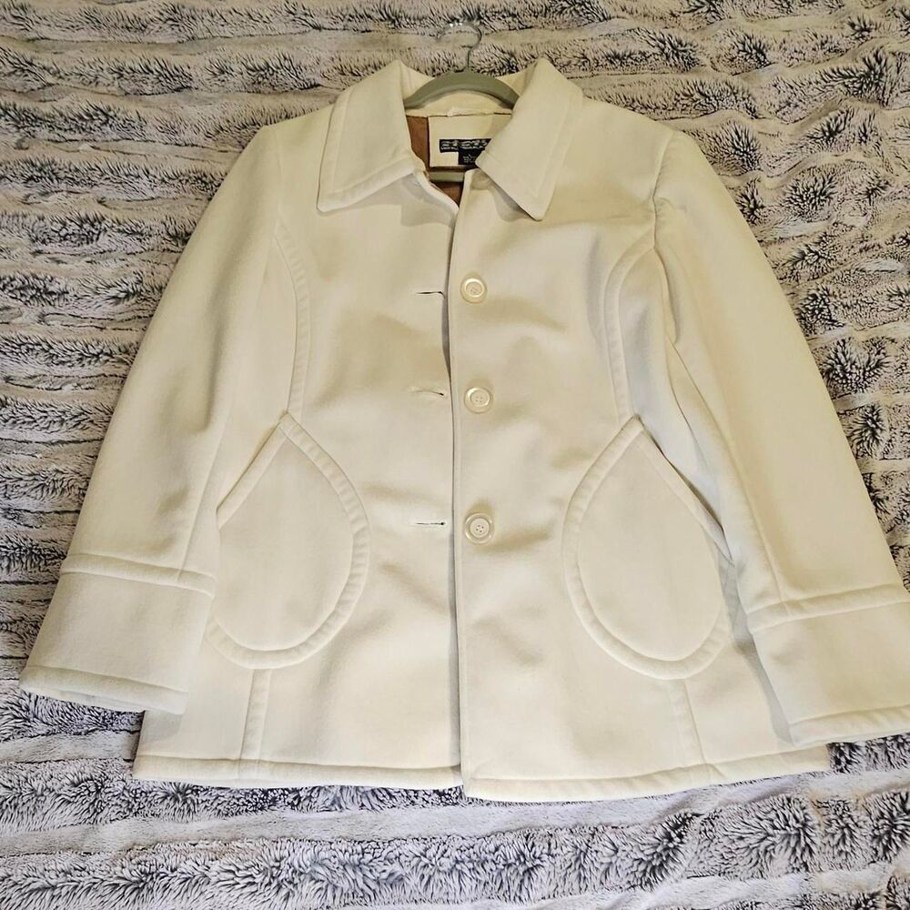 Static Women's White and Cream Coat